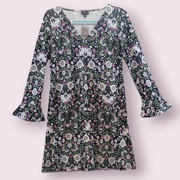 NWT J. Jill XS Floral Bell Sleeve Dress Boho Chic Cottagecore Softgirl Romantic - Picture 2 of 14
